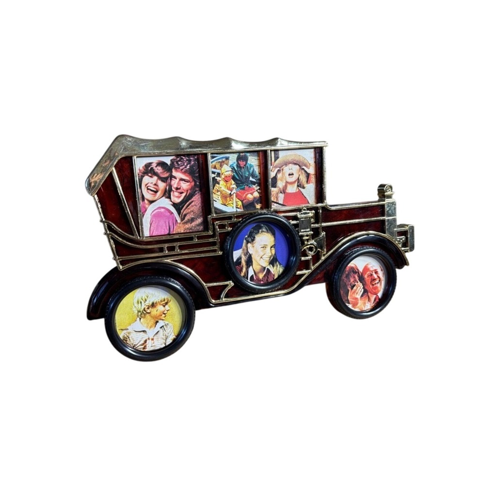 Vintage Model T Collage Multi Photo Picture Frame Plastic 7.5"x13" Ornate 3D